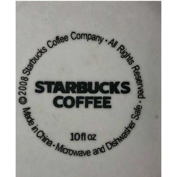 2008 White Starbucks Mug With Green Black Mermaid - Picture 4 of 4